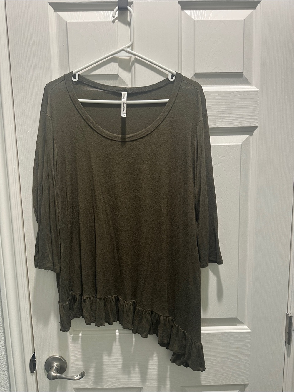 Simply Irresistible Olive Green Ruffle-Hem Tunic